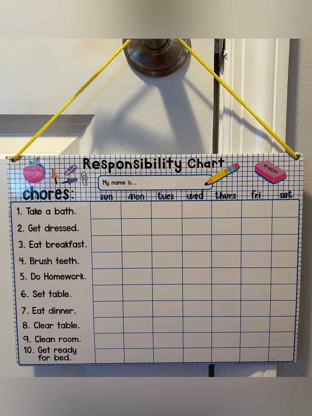 Kids Responsibility Chart - Blue Grid Design